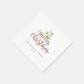 Elegant Script Prettig Kerstmis Mistletoe Feestdag Servet (Hoek)