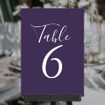 Élégant Script Purple Numéros de table<br><div class="desc">Ces élégants numéros de table violet peuvent être personnalisés en lettrage blanc chic. Conçu par Thisisnotme©</div>