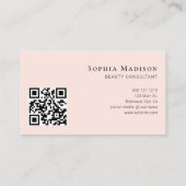 Elegant script QR Code Blush Pink Visitekaartje (Achterkant)