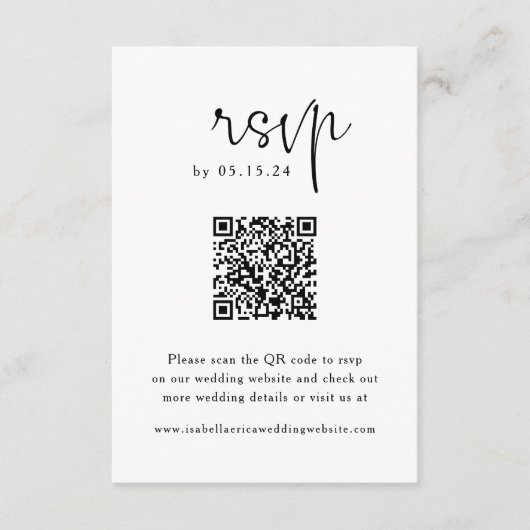 Élégant script QR Code Mariage carte RSVP (Devant)