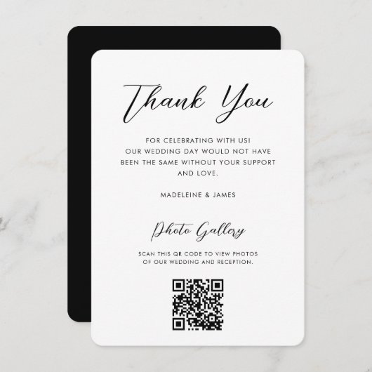 Elegant Script QR Code Online Gallery Weddenschap Bedankkaart (Voorkant / Achterkant)