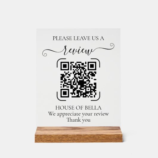 Elegant Script QR Code Review Request Sign (Recto)