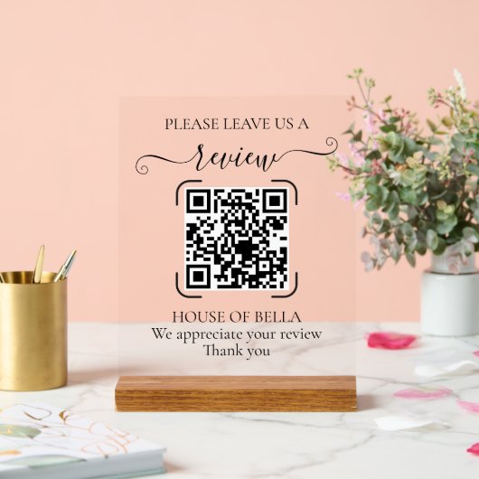 Elegant Script QR Code Review Request Sign (Mariage)