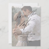 Elegant Script QR-code Trouwfoto Save The Date (Voorkant)