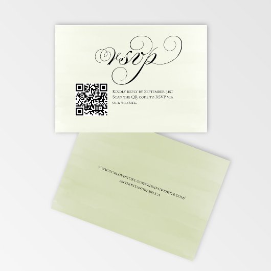 Elegant Script QR Code Wedding RSVP Response Kaartje