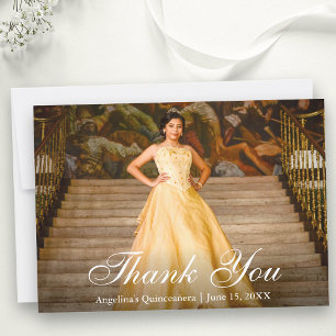Elegant Script Quinceañera Foto Bedankkaart