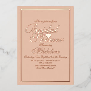 Elegant Script Rand Hart Bruiloft Feest Folie Uitnodiging