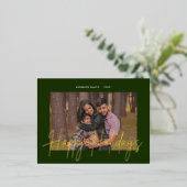 Élégant Script Real Foil Photo de vacances Carte p (Debout devant)