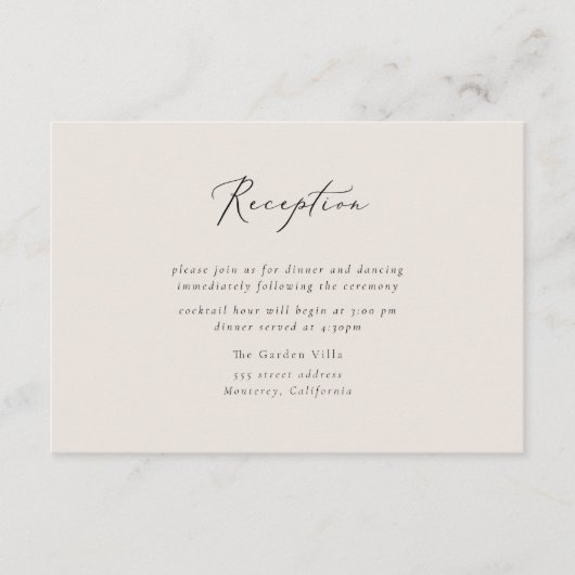 Elegant Script Reception Insert Kaart (Voorkant)