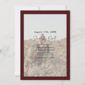 Elegant script red burgundy 2 foto's slaat de datu save the date (Achterkant)