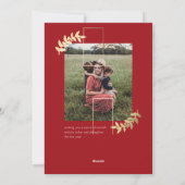Elegant Script Red Gold Branches 2 FotoKerstmis Feestdagenkaart (Achterkant)