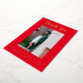 Elegant Script Red Gold Photo Afstuderen Folie Uitnodiging (Gedraaid)