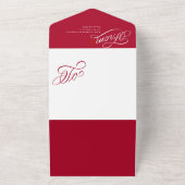 Elegant Script Red Happy Holiday fotokaart All In One Uitnodiging (Buitenkant)