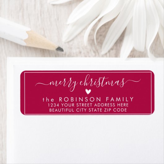 Elegant Script Red Kerstmis Return-adreslabel Etiket (Insitu)