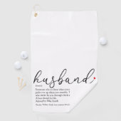 Elegant Script Red Love Heart Husband Definition Golfhanddoek (Insitu)