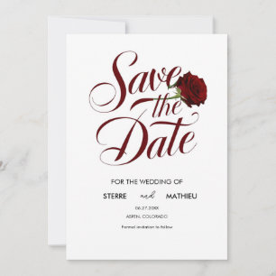 Elegant Script Red Rose bruiloft Save The Date