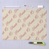 Elegant Script Red Sweet 16 Birthday Tan Tissuepapier (Craft)