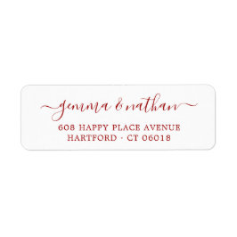 Elegant Script Red Wedding Retouradres Etiket