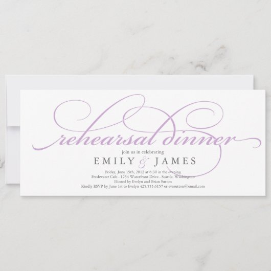 Elegant Script Rehearsal Dinner Invitation Kaart (Voorkant)