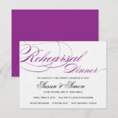 Elegant Script Rehearsal Dinner Invitation Paars Kaart (Voorkant / Achterkant)