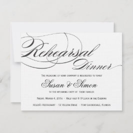 Elegant Script Rehearsal Dinner Invitation - Zwart Kaart