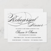 Elegant Script Rehearsal Dinner Invitation - Zwart Kaart (Voorkant / Achterkant)