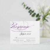 Elegant Script Response Card - Paars RSVP Kaartje (Staand voorkant)