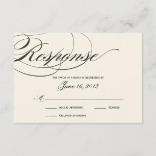 Elegant Script Response Card — zwart/off White RSVP Kaartje