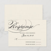 Elegant Script Response Card — zwart/off White RSVP Kaartje (Voorkant / Achterkant)