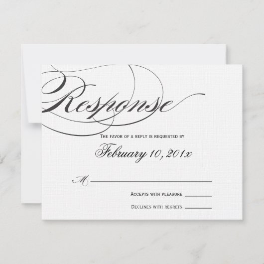 Elegant Script Response Card - zwart RSVP Kaartje (Voorkant)