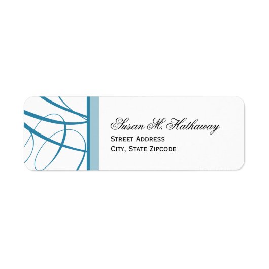 Elegant Script Return Address Label - blauw (Voorkant)
