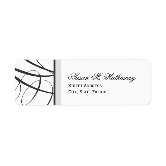 Elegant Script Return Address Label - zwart (Voorkant)