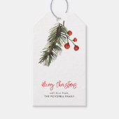 Elegant script rode bessen kerst cadeaulabel (Voorkant)