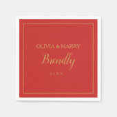 elegant script | Rode Kerst Papier servet (Voorkant)