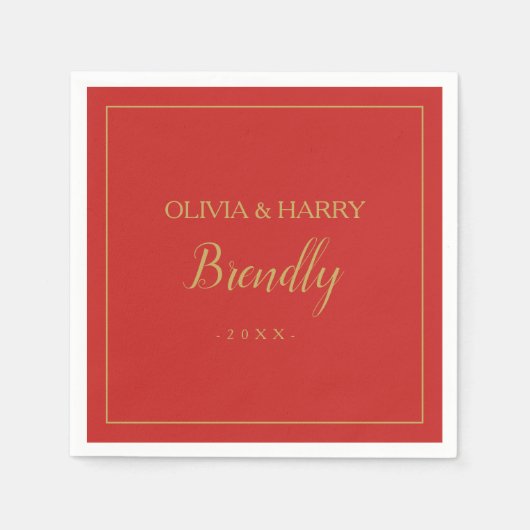 elegant script | Rode Kerst Papier servet (Voorkant)