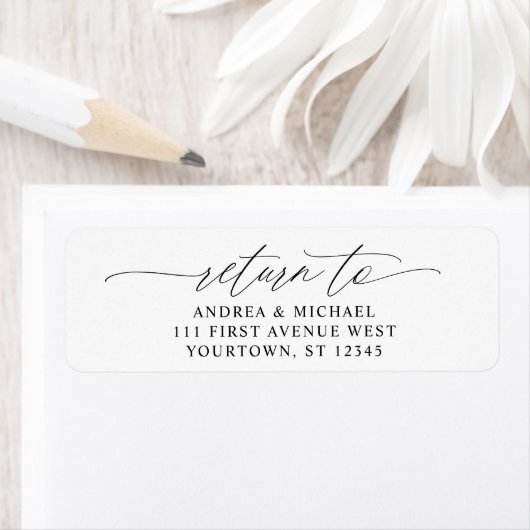 Elegant Script Romantic Wedding Return Address Etiket (Insitu)