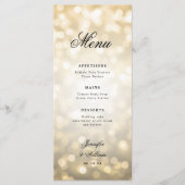 Elegant script Romantische bruiloft gouden bokeh l Menu (Voorkant)
