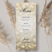 Elegant script Romantische bruiloft gouden bokeh l Menu