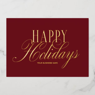 Elegant Script Rood Gelukkig Prettig Kerstfeest Za Folie Feestdagenkaart