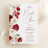 Elegant Script Rood & Wit Bloemen Vrijgezellenfees Kaart