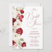 Elegant Script Rood & Wit Bloemen Vrijgezellenfees Kaart (Voorkant)