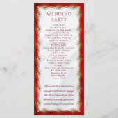 Elegant Script rood wit goud filigraan bruiloft Programma (Achterkant)