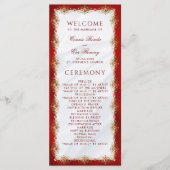 Elegant Script rood wit goud filigraan bruiloft Programma (Voorkant)