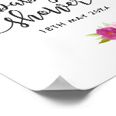 Elegant Script Roos Baby shower WelkomstPoster Poster (Hoek)