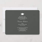 Elegant Script Roos Flowers | Modern Afstudeerder  Aankondiging (Achterkant)