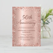 Elegant Script Roos Gold 50ste bruiloft Jubileum Kaart (Staand voorkant)