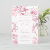 Elegant Script Roos Gold Floral Birthday Party Kaart (Staand voorkant)