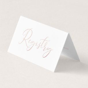 Elegant Script Roos Gold Foil Gift Registry Card Visitekaartjes
