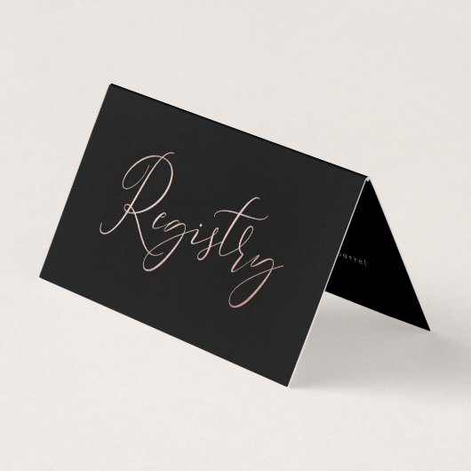 Elegant Script Roos Gold Foil Gift Registry Card Visitekaartjes (Voorkant)