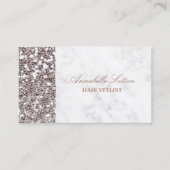 Elegant Script Roos Gold Glitter Marble Visitekaartje (Voorkant)